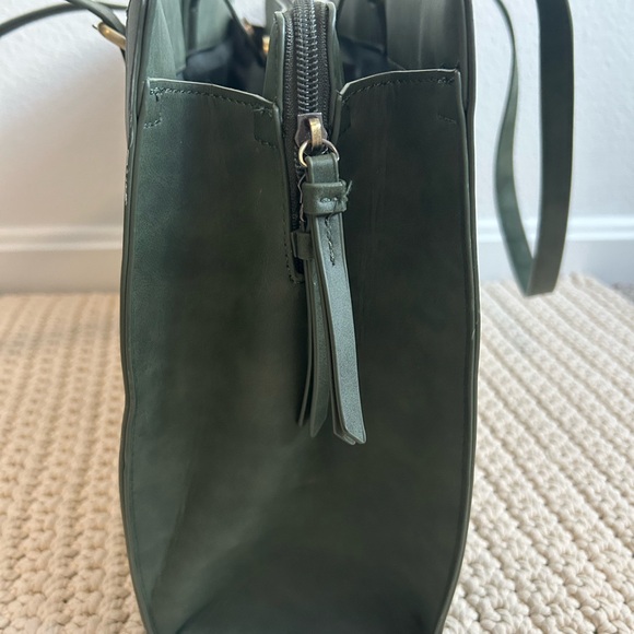 Leather Style Embossed Floral Forest Green Women's Tote Bag - Picture 12 of 15